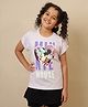 Kidsville Cotton Knit Mickey & Friends Featuring Half Sleeves Minnie Mouse Printed Sequins Embellished Tee - Purple