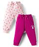 Doodle Poodle 100% Cotton Single Jersey Knit Full Length Lounge Pant With Heart Print Pack Of 2 - Fuchsia & Light Pink