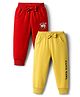 Doodle Poodle 100% Cotton Single Jersey Knit Full Length Lounge Pant With Text Print Pack Of 2 - Red & Yellow