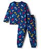 Babyhug Cotton Knit Full Sleeves Co-ord Night Suit With Numbers & Rainbow Print - Navy Blue