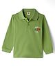 Zero Knitted Full Sleeves Polo T-Shirt with Born to Ride Graphic - Olive Green