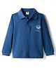 Zero Knitted Full Sleeves Polo T-Shirt with Tennis Graphic - Navy Blue