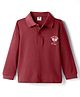 Zero Knitted Full Sleeves Polo T-Shirt with Tennis Graphic - Maroon