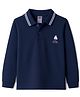 Zero Knitted Full Sleeves Polo T-Shirt with Nautical Theme Graphic - Navy Blue