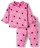 Babyhug Velour Knit Full Sleeves Co-ords Night Suit With Polka Dots - Pink