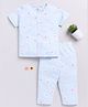 Clt.s Cotton Knit Half Sleeves Floral Printed Coordinating Night Suit Set - Blue