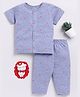 Clt.s Cotton Knit Half Sleeves Hearts Printed Coordinating Night Suit Set - Blue