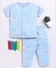 Clt.s Cotton Knit Half Sleeves Lets Play Text Printed Coordinating Night Suit Set - Blue