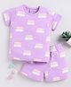 Clt.s Cotton Knit Half Sleeves You Are So Loved Text Printed Coordinating Tee & Shorts Night Suit Set - Purple