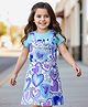 OLLINGTON ST. Cotton Knit Half Sleeves Inner Top & Knit Pinafore with Love & Hearts Print - Light Blue