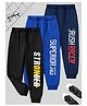 Googo Gaaga 100% Cotton Knit Pack Of 3 Typography Printed Joggers - Black Royal Blue & Navy