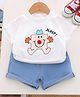 Googo Gaaga Cotton Knit Half Sleeves Jump Text Printed Tee & Shorts Set - White