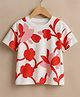 Googo Gaaga Cotton Knit Half Sleeves Floral Printed Tee - White