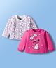 Doodle Poodle 100% Cotton Knit Full Sleeves Top with Heart & Lovely Girl Text Print Pack of 2 - Carmine Rose & Bright White