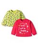 Doodle Poodle 100% Cotton Knit Full Sleeves Top With Floral & Smile & Be Happy Text Print Pack of 2 - Limegreen & Dark Pink