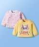 Doodle Poodle 100% Cotton Knit Full Sleeves Top With Star & Love Text Print Pack of 2 - Lemon Verbena & Bright White