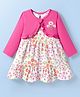Doodle Poodle 100% Cotton Single Jersey Knit Frock With Shrug & Tree Print - Red & White