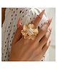 Yu Fashions Pearl Big Flower Golden Creative Vintage Open Adjustable Korean Ring - 18 g