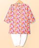 Babyhug Cotton Woven Full Sleeves Cambric Floral Printed Kurta Dhoti Set- Multicolour
