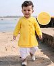 Babyhug Cambric Woven Full Sleeves Embroidered Angarakha Kurta Dhoti Set -  Yellow