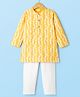 Babyhug Cambric Woven Full Sleeves Kurta Pajama Set With Floral Hakoba Embriodery - Yellow