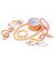 Pihoo Floral Designed Pearls Embellished Jewellery Combo Set - Orange