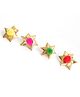 Pihoo Set of 4 Floral Gota Lace Designed Pom Pom Embellished Rings  - Multi Colour