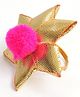 Pihoo Star Applique Detailed & Pom Pom Embellished Finger Ring - Pink