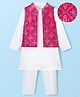 EARTHY TOUCH Woven Full Sleeves Kurta Pajama & Foil  Printed Nehru Jacket Set - White
