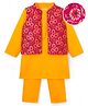 EARTHY TOUCH Woven Full Sleeves Kurta Pajama with Floral Printed Nehru Jacket  - Yellow