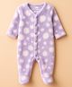 Babyhug Velour Knit Full Sleeves Winter Wear Footed Sleepsuit With Polka Dot Print - Lavender