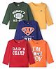 Doodle Poodle 100% Cotton Knit Full Sleeves T-Shirts With Mommys All Star Text Print Pack of 5 - Dark Green Navy Blue & Orange