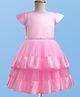 Pine Kids Woven Cap Sleeves Solid Layered Party Dress - Pink