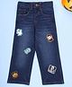 Kiddopanti Denim Woven Ghost & Vampire Patch Detailed Straight Fit Jeans - Blue