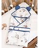 Little Surprise Box Muslin Cotton Wrapper with Hood Blue Baloon print -  Blue