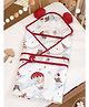 Little Surprise Box Muslin Cotton Wrapper with Hood Blue Hot Air Baloon print -  Red