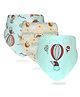 Little Surprise Box Premium Bib with adjustable snap button Closure Hedgehog print Pack Of 3 - Blue - Cream