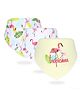 Little Surprise Box Premium Bib with adjustable snap button Closure Flemingo Print Pack Of 3 - White - Yellow