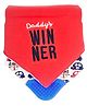 Little Surprise Box Premium Bib with Silicone Teether Flap & adjustable snap button Closure Winner Print Pack Of 2 - Red - Blue