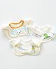 Little Surprise Box Premium Bib with adjustable snap button Closure Wide Shoulder Dino Print Pack Of 3 - White