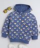 BABY NATION Knitted Knit Full Sleeves Animals Printed Hooded Light Winter Sweatshirt - Blue