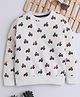 BABY NATION Knitted Knit Full Sleeves Tractor Printed Light Winter Sweatshirt - Cream