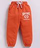 Kidcity Cotton Knit New York Text Printed Joggers - Rust Orange
