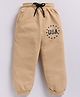 Kidcity Cotton Knit Star Text Printed Joggers - Beige