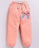 Kidcity Cotton Knit Bow Printed Joggers - Peach