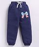 Kidcity Cotton Knit Bow Printed Joggers - Navy