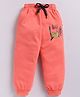 Kidcity Cotton Knit Wild Love Text Printed Joggers - Coral