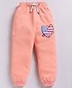 Kidcity Cotton Knit Star Spangled Heart Printed Joggers - Peach