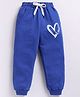 Kidcity Cotton Knit Heart Printed Joggers - Navy