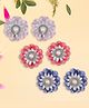 Coco Candy Set Of 3 Floral Designed Pearl Embellished Hair Clips - Multi Colour